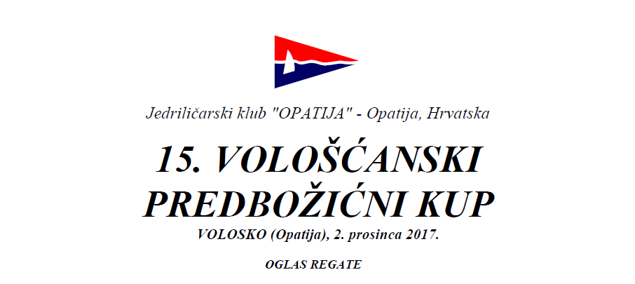 15. Vološćanski predbožićni kup 2017. – oglas, online prijava