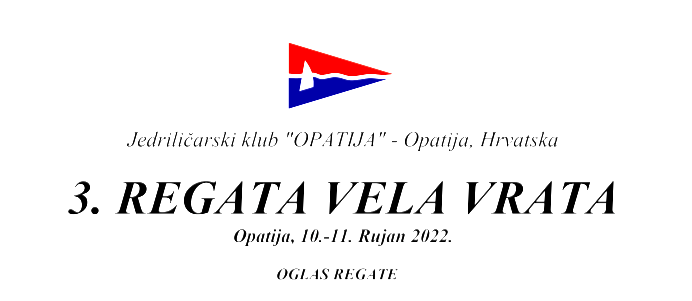3. Regata Vela vrata – Galijola 2022., oglas, online prijave